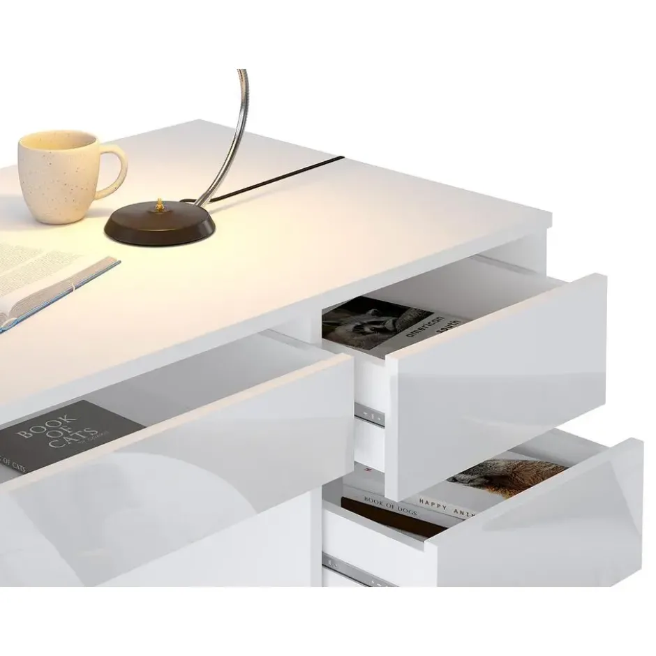Bureau JENEMI - 120 cmx55 cmx76 cm - Wit Hout paneel