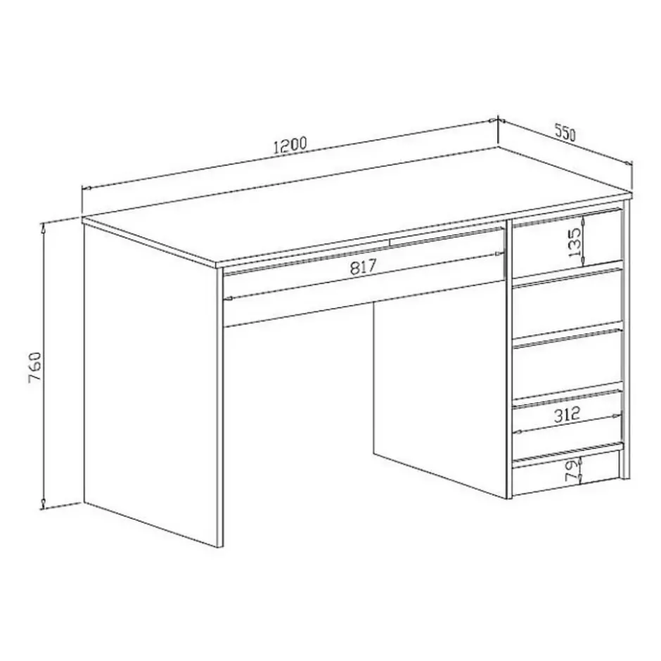 Bureau JENEMI - 120 cmx55 cmx76 cm - Wit Hout paneel