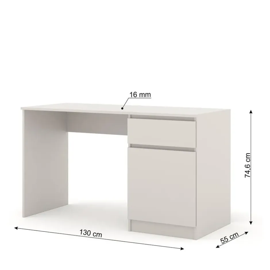 Bureau MAJA 130 cm kasjmier met lade en kast