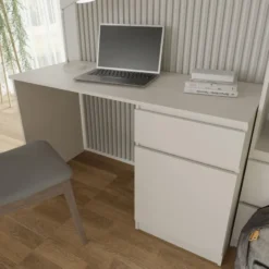 Bureau MAJA 130 cm kasjmier met lade en kast