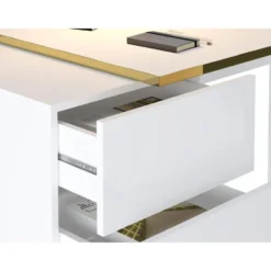 Bureau MARZIALO - 142.4 cmx59 cmx75.6 cm - Wit Hout paneel