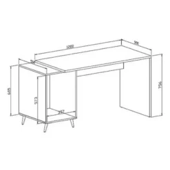 Bureau MARZIALO - 142.4 cmx59 cmx75.6 cm - Wit Hout paneel