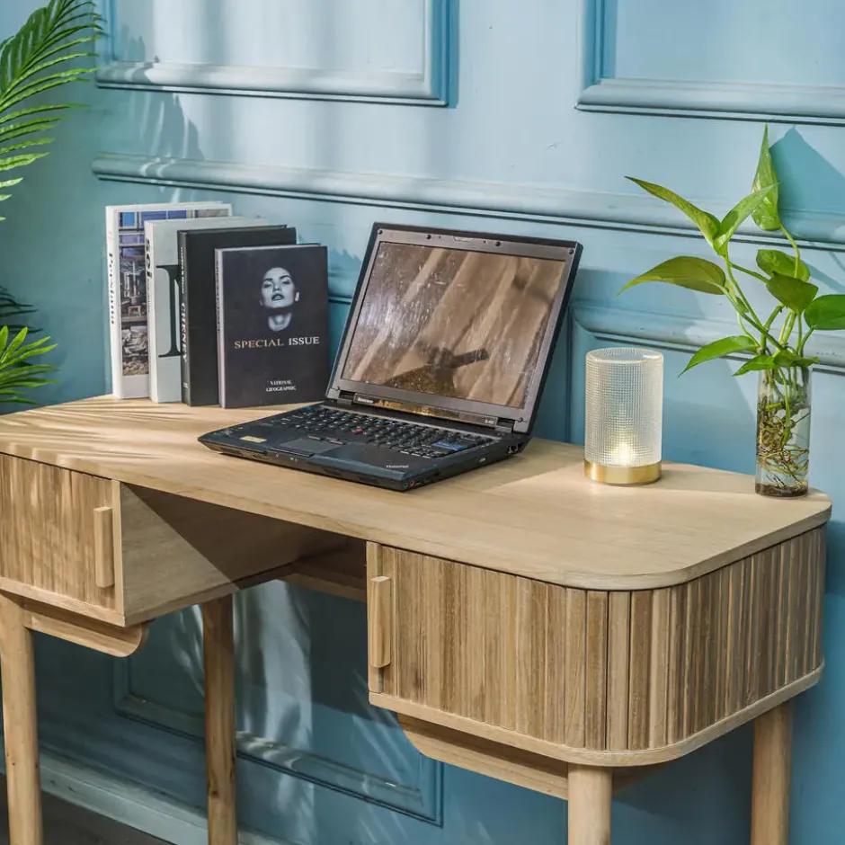 Bureau met 2 deuren van essen hout