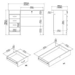 Bureau Naturel - 110x75x50cm - Function Plus