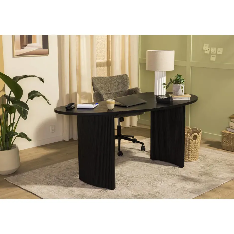 Bureau Nika - zwart - 75x160x80 cm