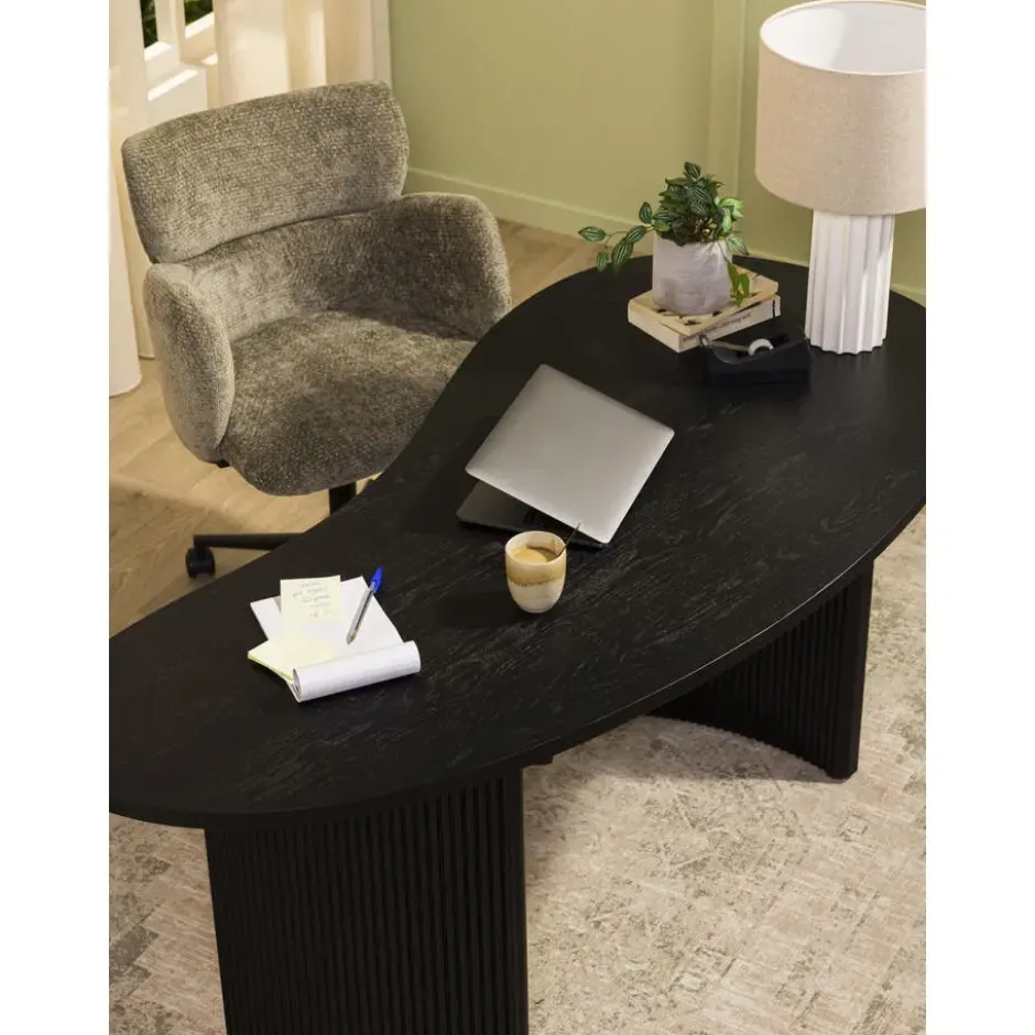 Bureau Nika - zwart - 75x160x80 cm