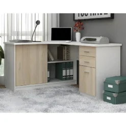 Bureau NORWY - 150 cmx120 cmx75 cm - Natuurlijk licht Wit Hout paneel