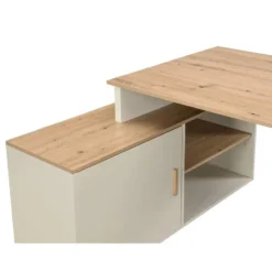 Bureau ROMIARA - 174 cmx120 cmx76 cm - Beige Natuurlijk licht Hout paneel
