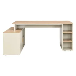 Bureau ROMIARA - 174 cmx120 cmx76 cm - Beige Natuurlijk licht Hout paneel