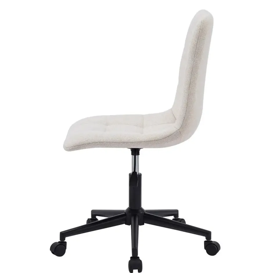 Bureaustoel van beige stof met metalen onderstel
