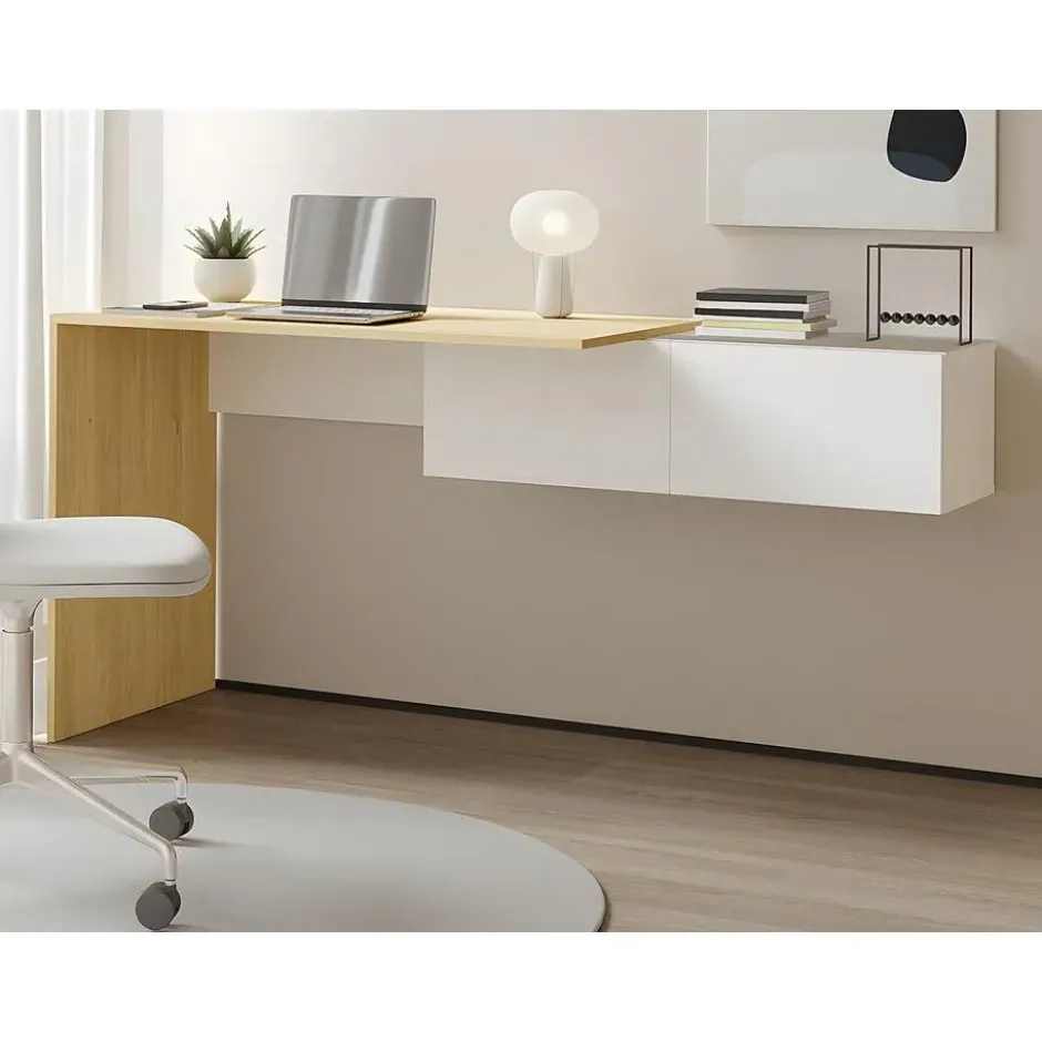 Bureautafel MOLAWA - 150 cmx55 cmx74.5 cm - Natuurlijk licht Wit Hout paneel