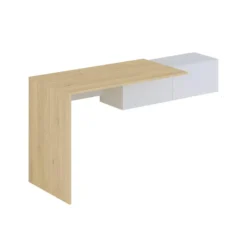 Bureautafel MOLAWA - 150 cmx55 cmx74.5 cm - Natuurlijk licht Wit Hout paneel