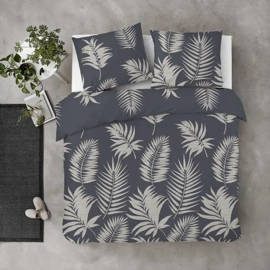 Byrklund - Dekbedovertrek Pretty Palm - 240x220 cm - Grijs / Blauw