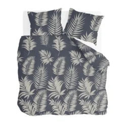 Byrklund - Dekbedovertrek Pretty Palm - 240x220 cm - Grijs / Blauw