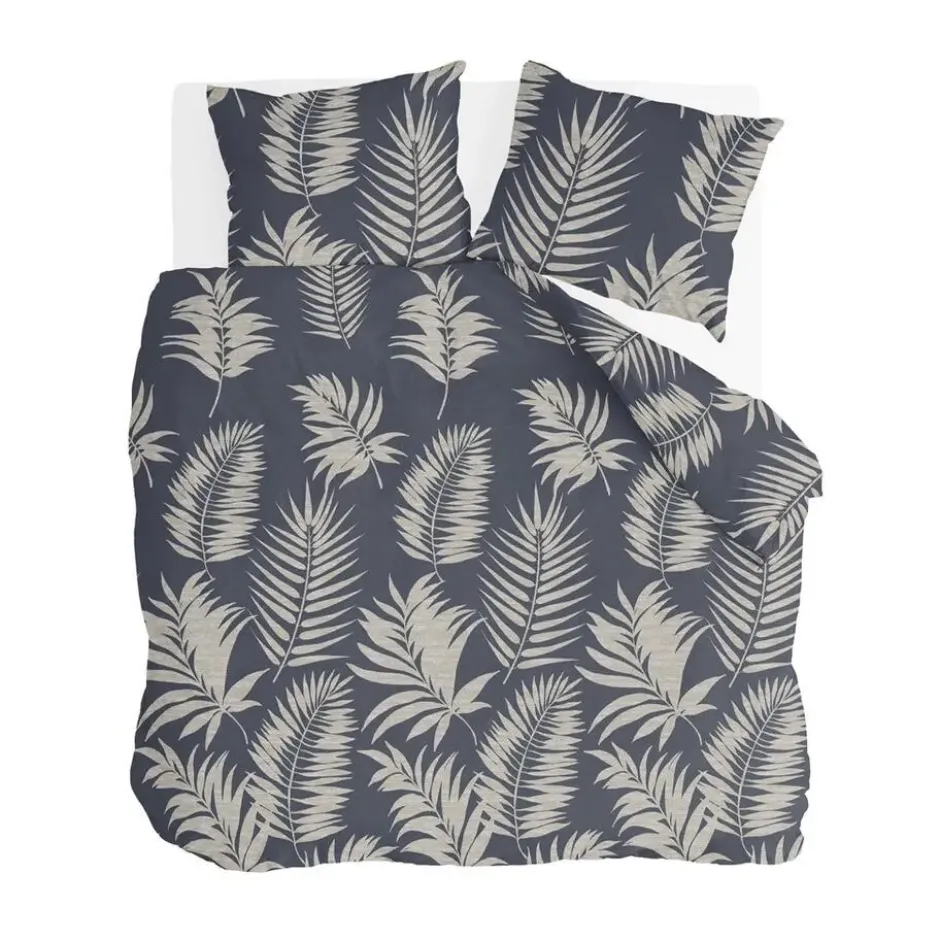 Byrklund - Dekbedovertrek Pretty Palm - 240x220 cm - Grijs / Blauw