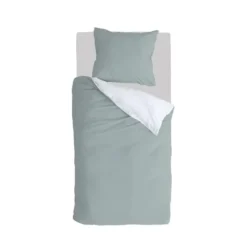 Byrklund - Dekbedovertrek Side Way - 140x220 cm - Jade / Wit
