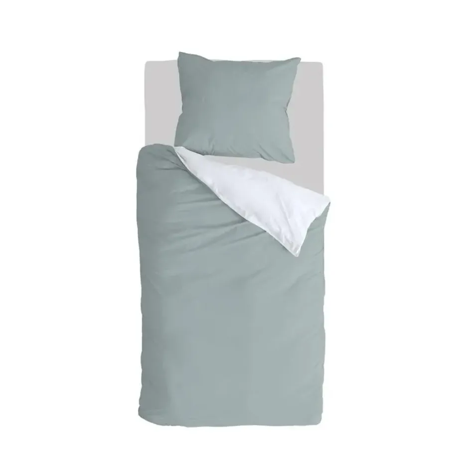 Byrklund - Dekbedovertrek Side Way - 140x220 cm - Jade / Wit