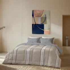 Byrklund - Dekbed zonder overtrek Lined Up - 140x200 cm - Zand / Antraciet