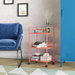 Cache - Metalen rolwagen oranje