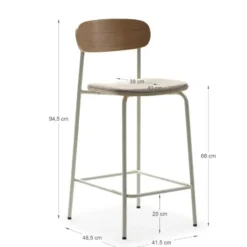 Calicosy - ADRIANA Set van 2 krukken - Grijs - 48x42x66 cm