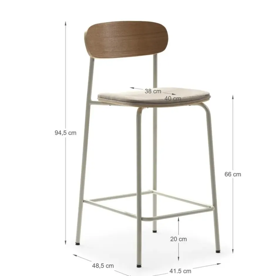 Calicosy - ADRIANA Set van 2 krukken - Grijs - 48x42x66 cm