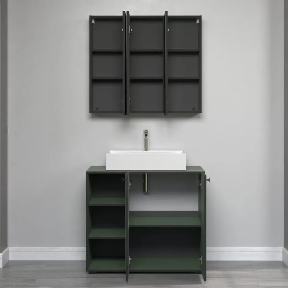 CALICOSY - Badkamerkast met spiegel PUREBLISS - 20x90x80 cm