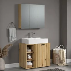 CALICOSY - Badkamerkast met spiegel PUREBLISS - 20x90x80 cm