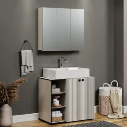 CALICOSY - Badkamerkast met spiegel PUREBLISS - 20x90x80 cm