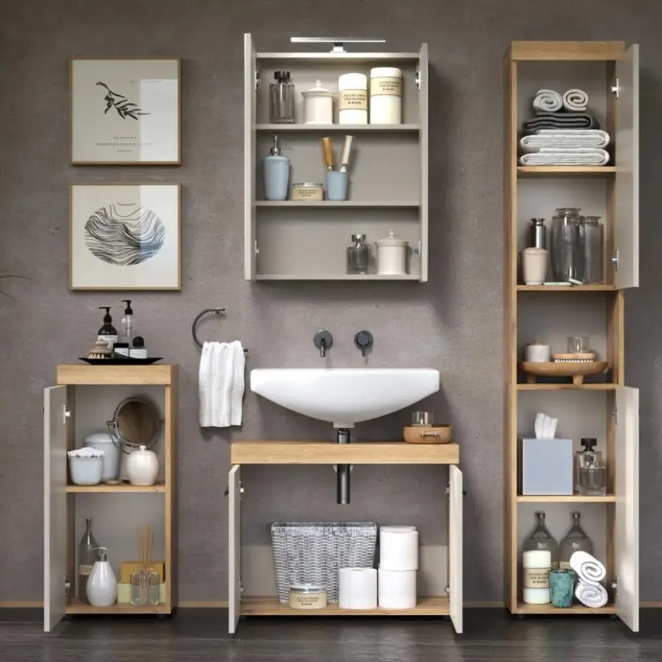 Calicosy - Badkamermeubelset ELLIE - beige 164x34x184 cm