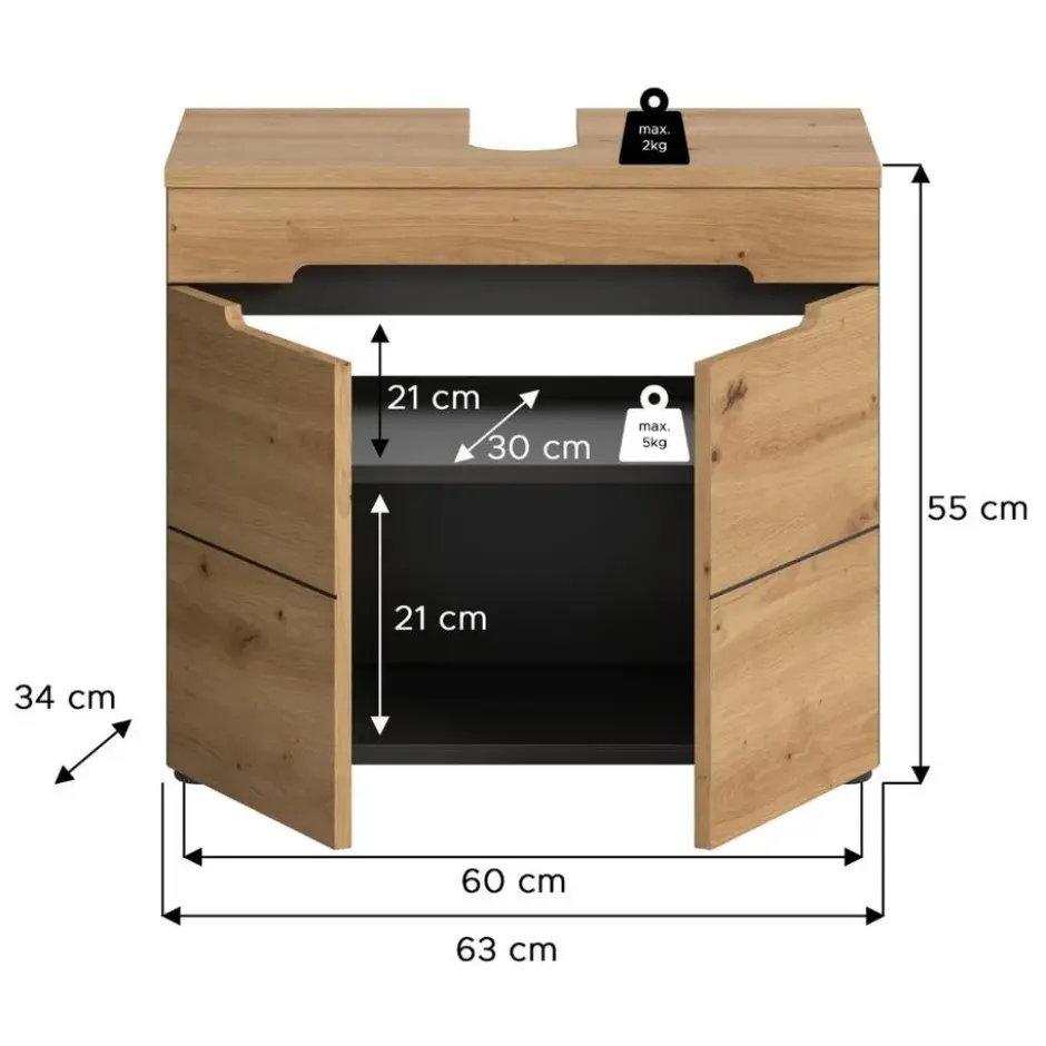 Calicosy - Badmeubel ENO - Licht hout 63x34x55 cm