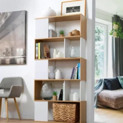 Calicosy - Boekenkast Woonkamer - Wit - 29,5x80x173,5 cm