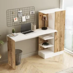 CALICOSY - Bureau met opbergplanken en 1 kast - 40x152,3x120 cm