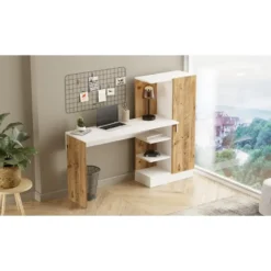 CALICOSY - Bureau met opbergplanken en 1 kast - 40x152,3x120 cm