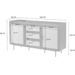 Calicosy - Dressoir JETSON - Bruin - 140x39,5x79 cm