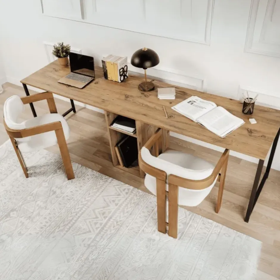 CALICOSY - Dubbel bureau TWIN - Zwart - 74x240x60 cm
