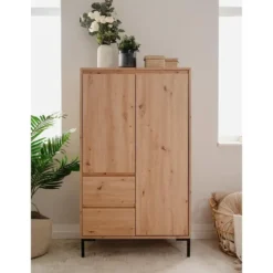 Calicosy - Hoge Buffetkast 2 Deuren Plock - 40x81x139 cm