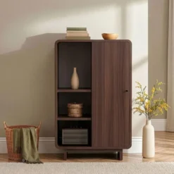 Calicosy - Hoog buffet CELENA - Donker hout 70x34x110 cm