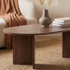 Calicosy - IRIS Ovale salontafel L119 cm - Walnoot - 60x119x39,8 cm