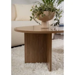 Calicosy - IRIS Ovale salontafel L119 cm - Walnoot - 60x119x39,8 cm