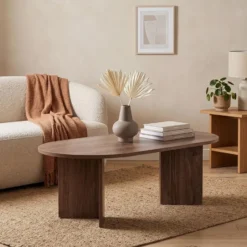 Calicosy - IRIS Ovale salontafel L119 cm - Walnoot - 60x119x39,8 cm