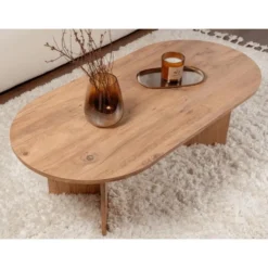 Calicosy - IRIS Ovale salontafel L119 cm - Dennen - 60x119x39,8 cm