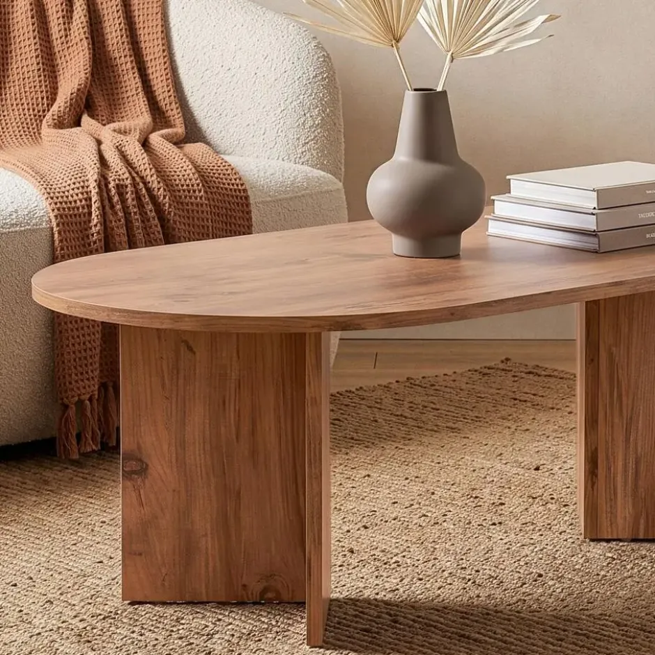 Calicosy - IRIS Ovale salontafel L119 cm - Dennen - 60x119x39,8 cm