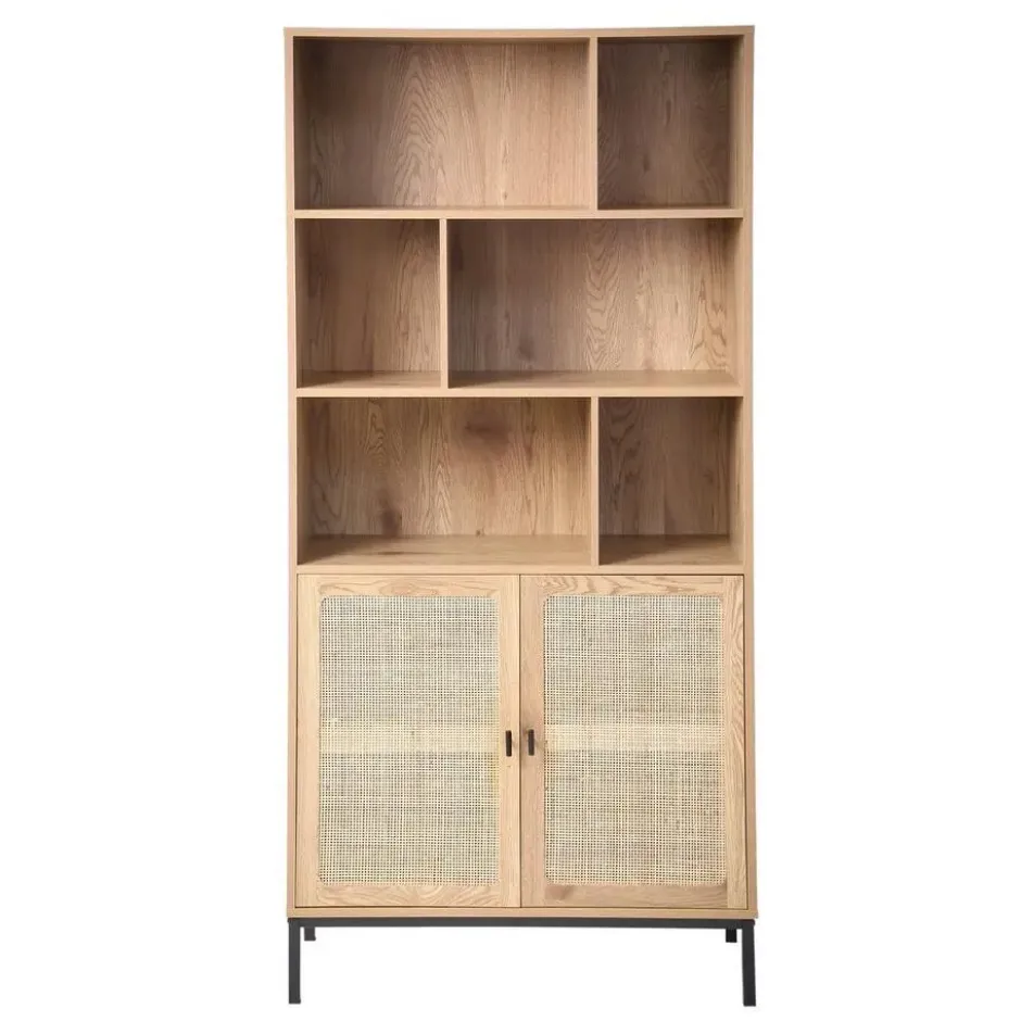 Calicosy - JAYA Boekenkast Woonkamer - Licht hout - 35x80x175 cm
