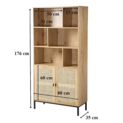 Calicosy - JAYA Boekenkast Woonkamer - Licht hout - 35x80x175 cm