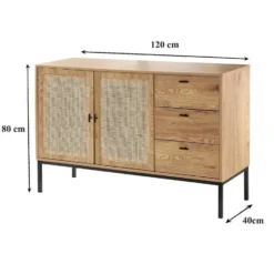 Calicosy - JAYA Dressoir - Licht hout - 40x120x80 cm