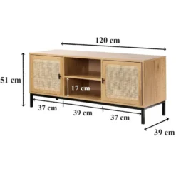 Calicosy - JAYA TV-meubel Woonkamer - Licht hout - 39x120x51 cm