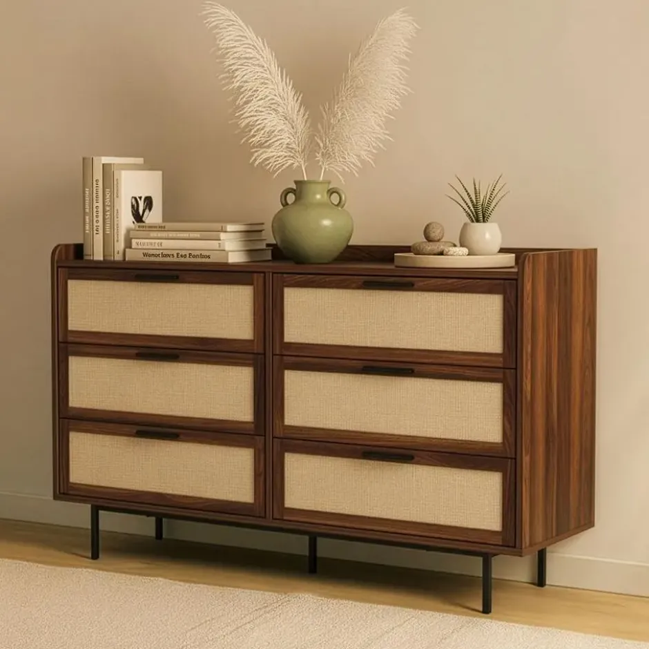 Calicosy - JETSON Commode 6 lades - Notenhout - 120x79x39,5 cm