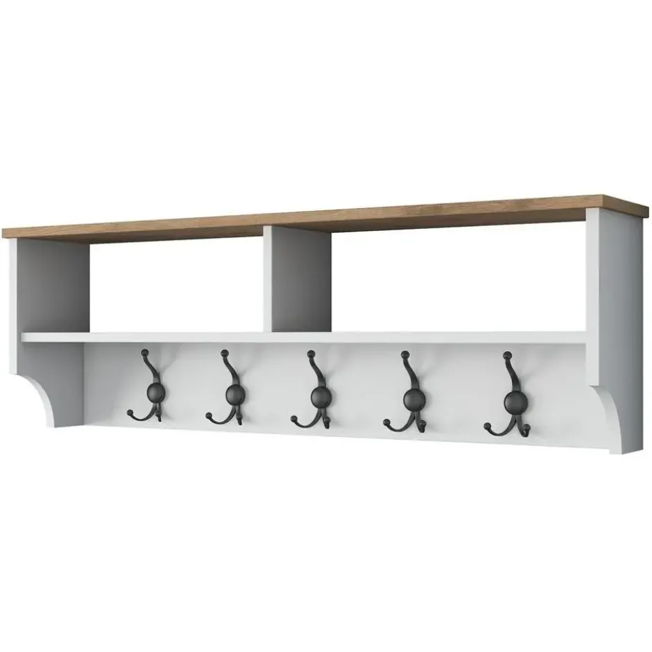 CALICOSY - Kapstok met 2 vakken en 5 haken BROOKE - 2,2x120x37,2 cm