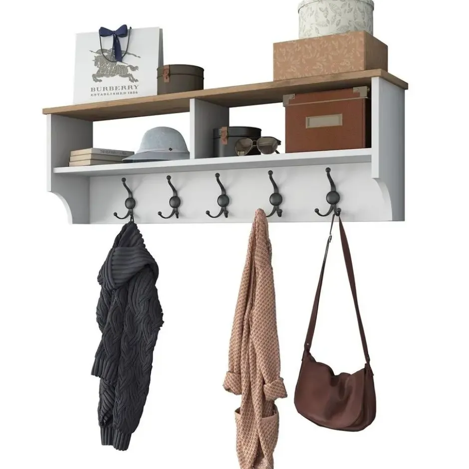 CALICOSY - Kapstok met 2 vakken en 5 haken BROOKE - 2,2x120x37,2 cm