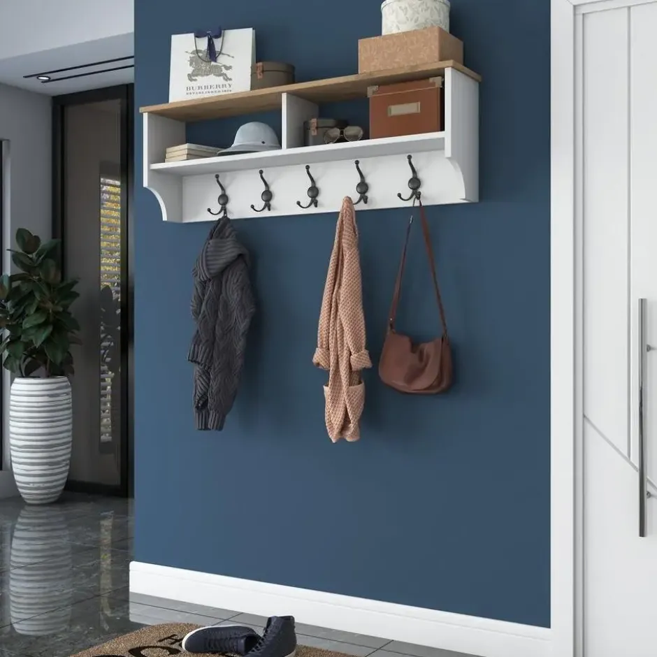 CALICOSY - Kapstok met 2 vakken en 5 haken BROOKE - 2,2x120x37,2 cm